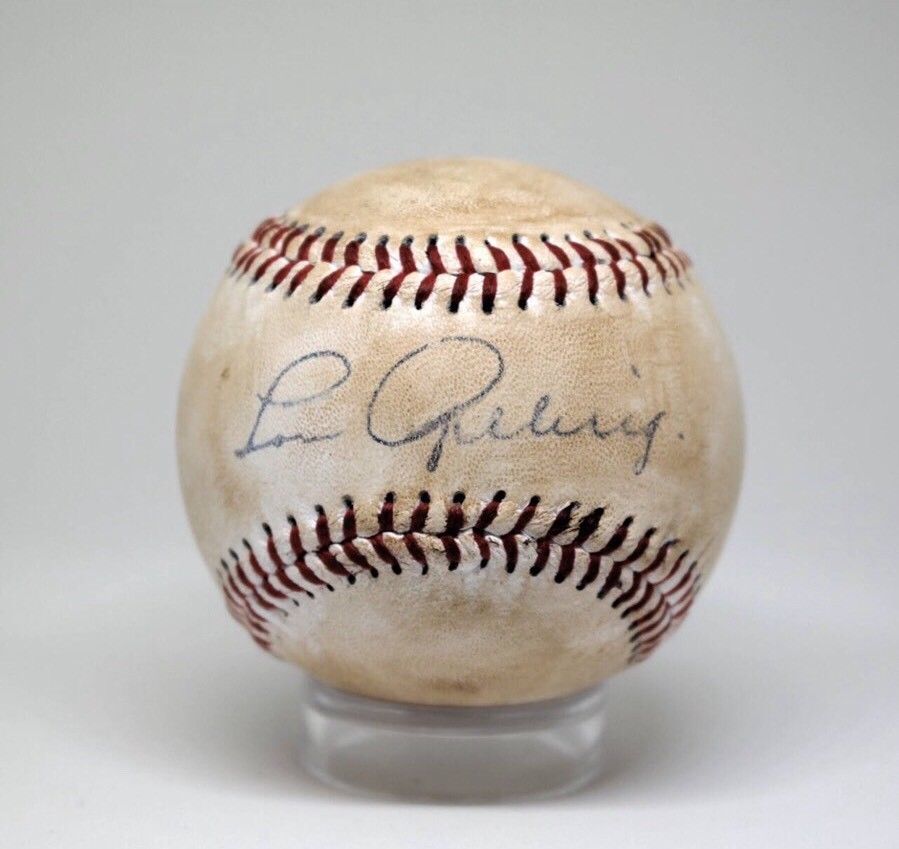 Lou Gehrig Replica Autographed 1930's Style ONL Baseball.