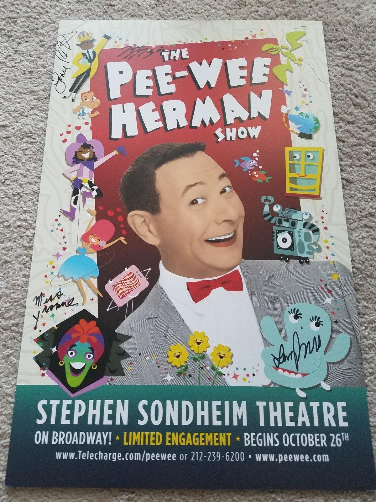 The Pee Wee Herman Show Broadway Poster Window Card Signed