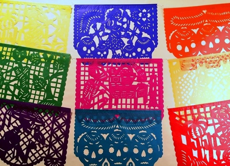 Authentic Handcut Mexican Papel Picado Banners Day of the Dead 15ft long