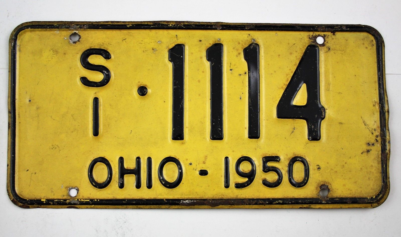 Vintage 1950 Original OHIO Special Dealer MASTER License Plate S1-1114